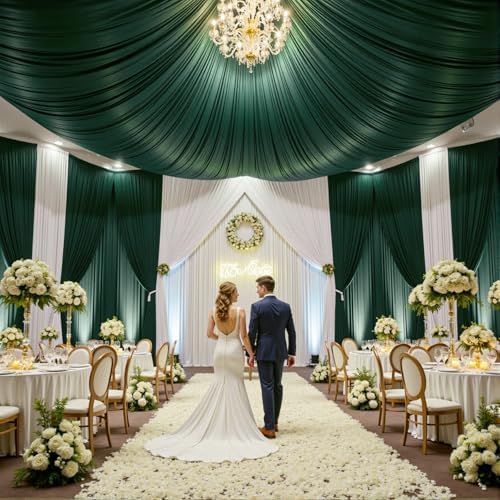 50ftx15ft Hunter Green Backdrop Curtains for Parties, Wrinkle Free Polyester Green Photo Backdrop Drapes 10 Panels 15 ft Long Back Drop Cloth for Wedding Birthday Photography Background - Image 7