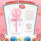 30 Pcs Rattle Party Favors Shower Bottles with Bow Crystal Bear Pacifier Ornament Pink Fillable Rattle Plastic Candy Bottle and 56 Thank You Label Stickers for Birthday Gift Decoration - Image 2