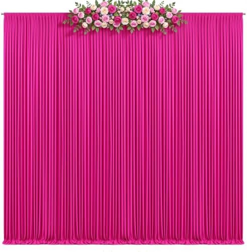 20x8ft Hot Pink Backdrop Curtain for Parties Fuchsia Wrinkle Free Fabric Backdrop Curtain Wedding Photo Backdrop Drapes for Birthday Party Baby Shower Photography Back Drop 4 Panels 5x8FT - Image 2