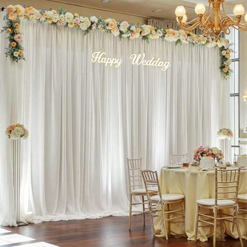 20ft x 10ft Beige Backdrop Curtains, Wrinkle-Free Sheer Chiffon Fabric Photo Backdrop Drapes for Wedding Arch Party Ceremony Stage Photography Decorations - Image 6