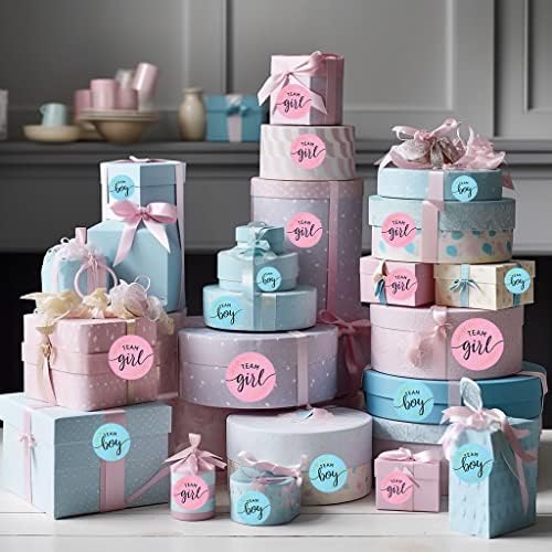 Gender Reveal Stickers, Team Boy or Girl, Girl or Boy, Pretty Decoration and Photo Props for Baby Shower and Birth, Blue and Pink Stickers to Announce the Sex of Your Baby (Set of 50 + 50) - Image 5