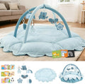 5-in-1 Baby Activity Gym & Play Mat with 6 Hanging Toys, Tummy Time Mat & Cards - Extra Large, Reversible Machine Washable Pad - Gift for Newborns, Infants 0-12 Months, Blue by Unknown