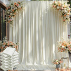 60×12ft Wrinkle Free Ivory Backdrop Curtain for Wedding Parties, 12 Panels 5×12ft Long Soft Silky Polyester Backdrop Drapes Cream Photo Back Drop Curtains for Party Photography Background Cloth by ENJOYYOURPARTY