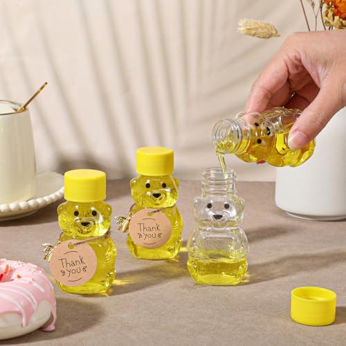 50 Pack 2 oz Honey Bear Bottles with Gold Bee Pendants & Thank You Cards - Mini Plastic Bear Jars with Lids, Leak-Proof Empty Containers for Honey, Jam, Baby Shower, Wedding Favors - Image 6
