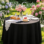 DRESSMAKER 6 Pack Round Table Cloth 90 Inch Black Cloth Fit 6FT Round Table - Image 2