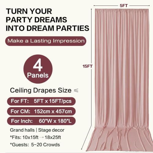 20ft×15ft Dusty Pink Backdrop Curtain for Wedding Parties - Image 6