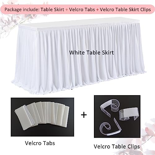 Table Skirt for Teacher Desk Classroom Wedding Baby Shower, White, 12ft - Image 2