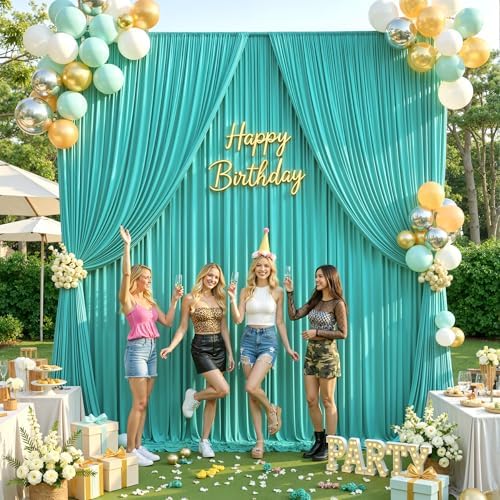 10x12 ft Turquoise Backdrop Curtains for Weddings, Birthdays and Photos - Image 6