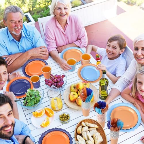 Ziliny 350 Pcs Blue Orange Plates and Napkins Blue Dog Party Supplies - Image 3