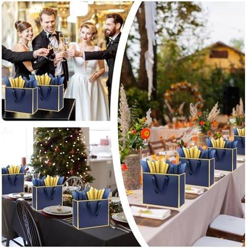 Addblu 24 Pack Navy Blue Large Gift Bags with Handles & 72 Tissue Papers - Image 4