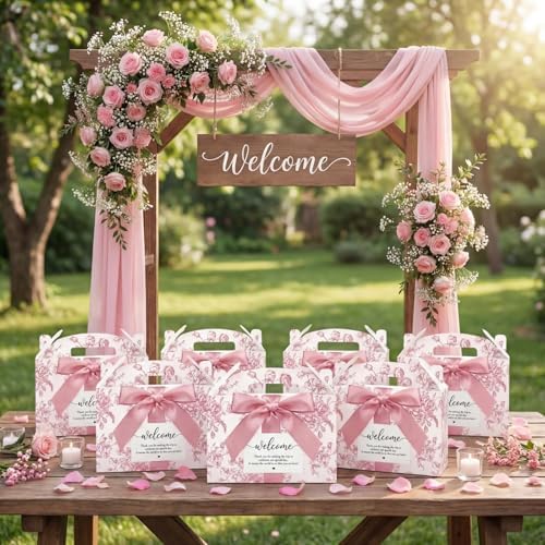 Jaloro 24 Set Pink Chinoiserie Wedding Welcome Boxes 9x6x6 Gable Boxes - Image 6