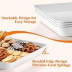 SpaceTrove 10-Pack Serving Tray Set, Reusable Plastic Serving Platter for Party Supplies, Entertaining, Grilling Accessories, Stackable Kitchen Snack Box Container for Dessert, Fruit, Cookie, (White) - Image 3