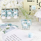 ACITHGL 30 Sets Fully Assembled Small Bubble Candle Party Favors for Guests Bulk Bridal Showers Favors Candles with Stylish Ribbons Thank You Cards Gifts (Shimmering Blue) - Image 6