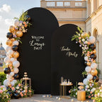 Black Arch Backdrop Cover Set of 2 Birthday Party Arch Covers 7.2 and 6ft Wedding Arch Cover Stretchy Backdrop Bridal Baby Shower Birthday Party Arches Stand Covers Spandex by HBBMAGIC