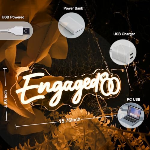 Britrio Engaged LED Neon Sign Light for Engagement Party Proposal Backdrop - Image 3