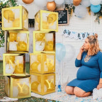 Geyee 8 Pcs Clear Balloon Box with Letters, Baby Shower, Gold - Image 3