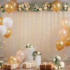 10x10ft Champagne Tulle Backdrop Curtain with Lights String for Parites, Sheer Backdrop Curtains for Wedding Baby Shower Birthday Party Photo Shoot Decorations - Image 2