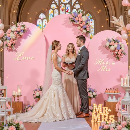 Baby Pink Arch Backdrop Cover Set of 3 Wedding Arch Covers Stretchy Backdrop Baby Shower Birthday Party 6FT 6.6FT 7.2FT Light Pink Arch Cover Spandex - Image 3