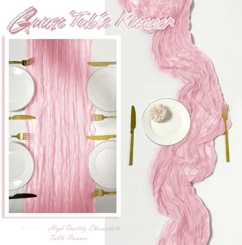 30 Pack Light Pink Cheesecloth Table Runner 17 x 108 inch Cheese Cloth Table Runners 9ft Pink Table Runner Rustic Romantic Sheer Gauze Runner for Wedding Party Baby Shower Table Decoration - Image 6