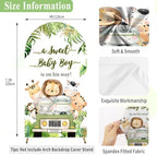 6.6ft Safari Baby Shower Arch Backdrop Cover,Jungle Cartoon Animals Palm Leaves A Sweet Baby Boy is On His Way Arch Covers Backdrop for Boys Baby Shower Party Banquet Decorations - Image 5
