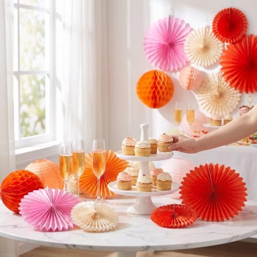 OUNONA 1set Thanksgiving Tissue Pom Poms Paper Fans Lanterns Garland - Image 7