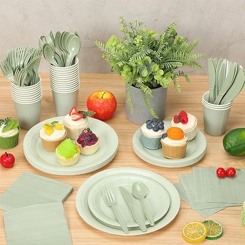 Dandat 700 Pcs Bridal Shower Decorations Baby Shower Party Supplies, Sage - Image 5