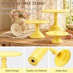 3 PCS Yellow Round Cake Stand Set, Multi Size Metal Cupcake Holders Stand for Birthday Wedding Banquets, Pastry Display Holders for Holiday Party Dessert Display Table Decor (8"/10"/12" Plate) - Image 5