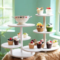 GENMOUS 2PCS 3 Tier and 4 Tier Beaded Cupcake Stand Set for Birthday Party Decor,Rustic Wooden Cupcake Tower Stands for 74 Cupcakes,White Cupcake Tiered Stand Display for Wedding Baby Shower Tea Party by GenMousCo