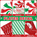 Pickmesh 400 Pcs Christmas Peppermint Candy Paper Plates Napkins Serve 50 - Image 2