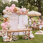 2 Pcs 7.2ft 6ft One Silly Goose Arch Backdrop Cover,Pink White,Lovely - Image 5