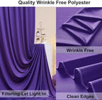 40ft×10ft Wrinkle Free Dark Purple Backdrop Curtain for Party, 8 Panels 5ft×10ft Soft Silky Polyester Purple Photo Backdrop Drapes for Birthday Baby Shower Wedding Mother's Day Photography - Image 4