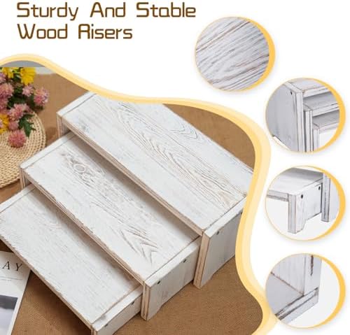 3-Tier Wooden Cupcake Stand & Display Risers, Multi-Tier Display Stand for Food, Desserts, & Collections - Image 3