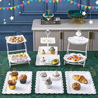 Mwellewm 10Pcs Cupcake Stand,Dessert Table Display Set, 4 White 3 Tired Cake Stand 6 Plastic Serving Trays for Party Cookie Rack Desert Tower Holder for Wedding Decor Baby Shower Tea Party Decorations - Image 2