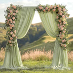 ESGOTBME 20x10ft Wrinkle Free Sage Green Backdrop Curtain for Parties Soft Fabric Drapes Wedding Curtain Backdrop for Birthday Party Decorations Background for Photography 5x10ft, 4 Panels by ESGOTBME