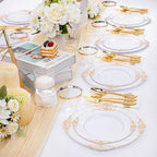 Hioasis 175 Pcs White Gold Plates for Wedding - Image 5