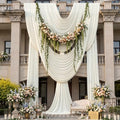 30ftx14ft Ivory Backdrop Curtains for Parties, Wrinkle Free Polyester Ivory Photo Backdrop Drapes 6 Panels 14 ft Long Back Drop Cloth for Wedding Birthday Photography Background Party by Htper