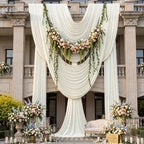 30ftx14ft Ivory Backdrop Curtains for Parties, Wrinkle Free Polyester Ivory Photo Backdrop Drapes 6 Panels 14 ft Long Back Drop Cloth for Wedding Birthday Photography Background Party by Htper