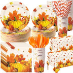 Ceenna 452 Pcs Fall Party Supplies Plates Napkins Cups Tablecloth Serves 50 by Ceenna