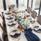 WDF 100pcs Blue Plastic Plates - Baroque Blue&Gold Disposable Plates for Parties/Wedding-50Plastic Dinner Plates 10.25in, 50Salad Plates 7.5in for Party/Birthday/Wedding/Independence Day/Father's Day - Image 6