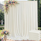 20ft x 10ft Wrinkle Free Ivory Backdrop Curtain for Parties, 4 Panels 5x10ft Silky Polyester Ivory Wedding Backdrop Drapes Photo Back Drop Cloth for Birthday Baby Shower Photography Background by ENJOYYOURPARTY