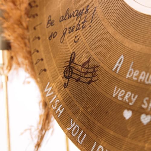 Custom Wood Round Record Wedding Guest Book Alternative, Rustic Vinyl Record Design for Wedding Reception, Graduation Guest Book, Vintage Event Decor (Dark Wood) - Image 3