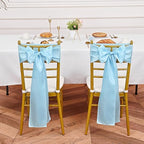 YMHPRIDE 60 PCS Light Blue Satin Chair Sashes, 7x108 Inch Ties Chair Bows - Image 4