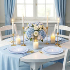 WDF 150pieces Baby Blue Plastic Plates with Gold Rim - Disposable Gold Plastic Silverware With Blue Handle-Baroque Light Blue&Gold Disposable Plates Dinnerware for Wedding/Party/Baby Shower - Image 6