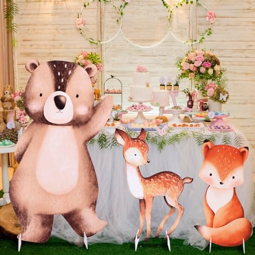 Leinuosen 3 Pcs Large Woodland Animal Cutouts Baby Shower Party, Woodland by Leinuosen