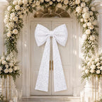 PartyPosh Oversized White Velvet Sequin Bow 51"x25" by PartyPosh