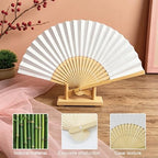 50pcs White Paper Hand Fans Bulk – Bamboo Folding Fan, Hand Fan Foldable, Chinese Fan|Fans in Bulk, Wedding Fans, Paper Fans Bulk, Bulk Fans, Abanicos de mano para fiesta – Wedding Favors for Guests. - Image 3