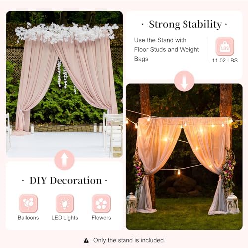 6.6ftx6.6ft Backdrop Stand, White Portable Pipe and Drape Backdrop Stand for Parties Silver Wedding Garden Balloon Arch Frame for Wedding Birthday Parties Banquets Background Decor (6.6x 6.6ft-White) - Image 5