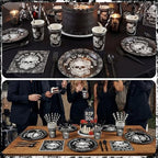 450 Pcs Tableware Set, Serve 50, Black and White, Death to My 20S - Image 5