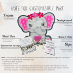 Elephant Baby Shower Guest Book Alternative Drop Box Frame Wood Girl Pink - Image 6