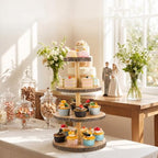 2 Pack Wood Cupcake Stand, 3 Tier Wood Cake Stands, Round Tiered Tray Stand, Large Rustic Cake Display Holder Stands, 3 Tier Wooden Cupcake Tower for Woodland Baby Shower, Wedding, Birthday, Tea Party - Image 5